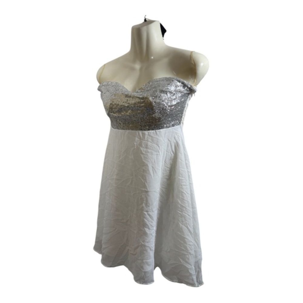 Angela Strapless Mini Dress Womens Size Medium White Sequin Bodice Fairycore